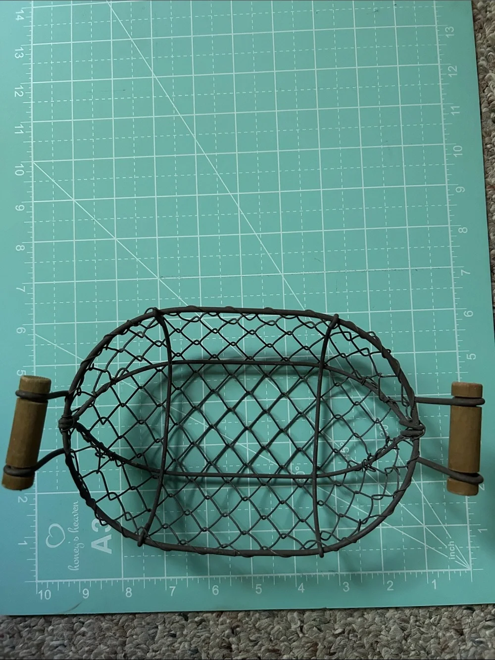 Rustic Wire Basket Tray with Wood Handles